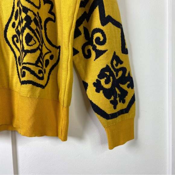 Vintage Virgin Wool Merino Extrafine Yellow Coat of Arms Cardigan - Size 14/16 - Picture 4 of 9